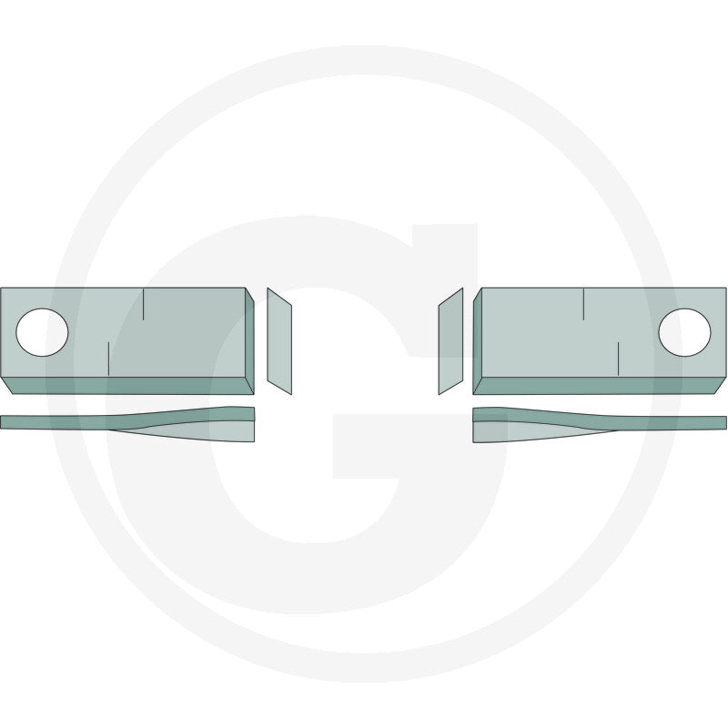 Granit left mowing blade components for Deutz-Fahr/Kuhn/Vicon PZ; left and right blade halves with mounting holes, pack of 25