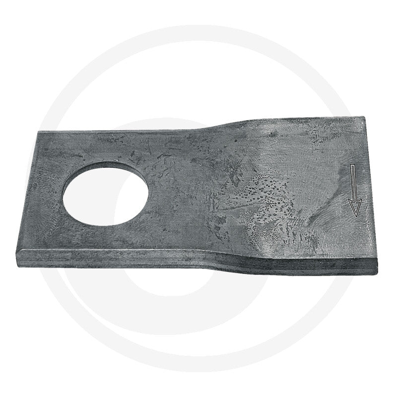 Granit left lawn mower blade with circular mounting hole and orientation arrow