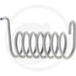 Fixing torsion spring, gray metal coil with hooked ends, designed for heavy machinery parts and accessories.