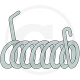 Fixing Torsion Spring Right, gray metal coil with end hooks