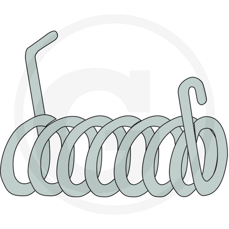 Fixing Torsion Spring Right, gray metal coil with end hooks