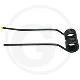 Rotary tedder tine, right straight, black metal with yellow marker tip