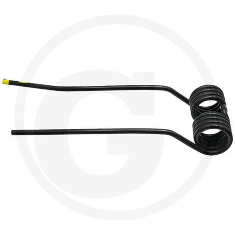 Rotary tedder tine, right straight, black metal with yellow marker tip