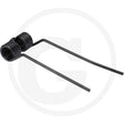 Rotary tedder tine component, left straight, black metal with two long straight tines for agricultural machinery
