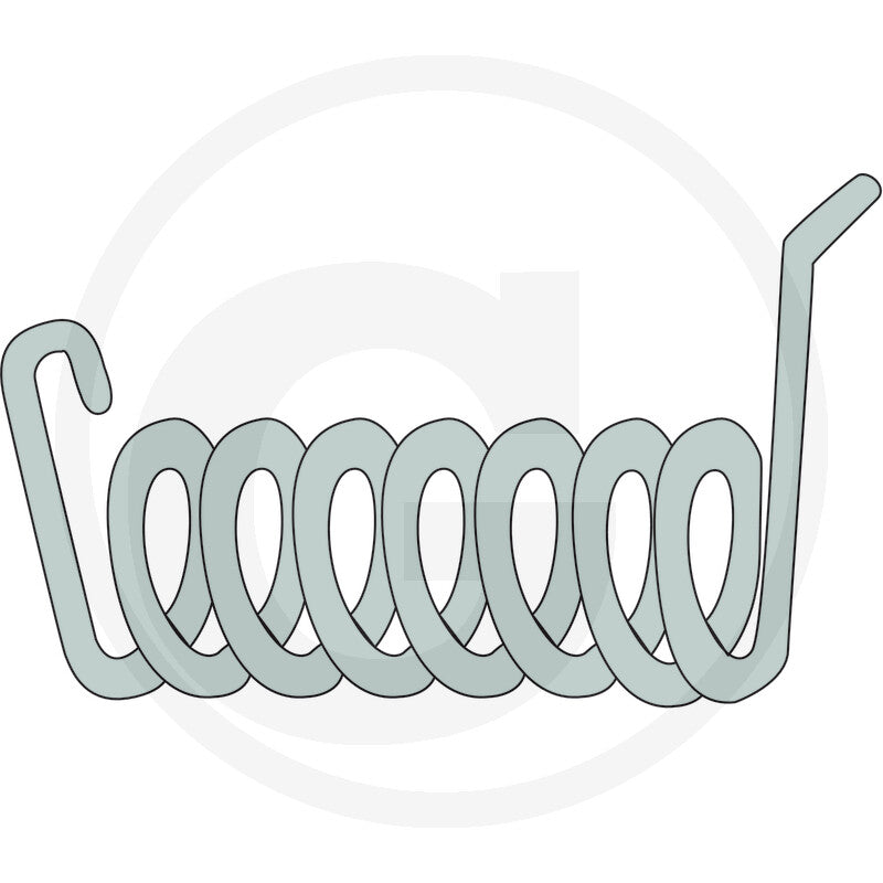Torsion spring for heavy machinery, gray steel coil with end hooks; GRANIT brand