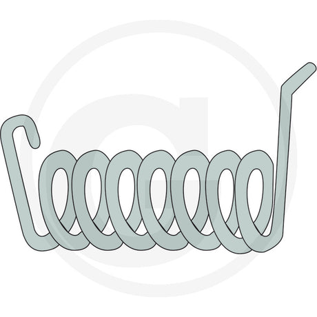 Torsion spring for heavy machinery, gray steel coil with end hooks; GRANIT brand