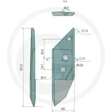 Granit Share Point tillage part 56017-3364150, teal/blue technical drawing with dimensions.