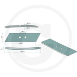 Granit reversible tillage point with two mounting holes and curved teal blade.