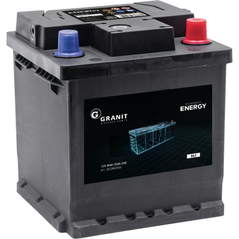 Battery GRANIT Endurance Energy 12V 35Ah for Kubota K008/U10, grey case with blue and red terminals