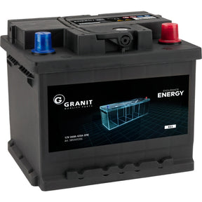 GRANIT ENDURANCE ENERGY battery, 12V 44Ah car battery with blue and red terminals
