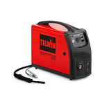 Telwin Technomig 215 Dual Synergic inverter welder, red portable 230V unit with welding torch and ground clamp