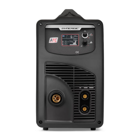 Telwin Technomig 215 Dual Synergic Welder, 230V, black welding machine with control panel and connectors