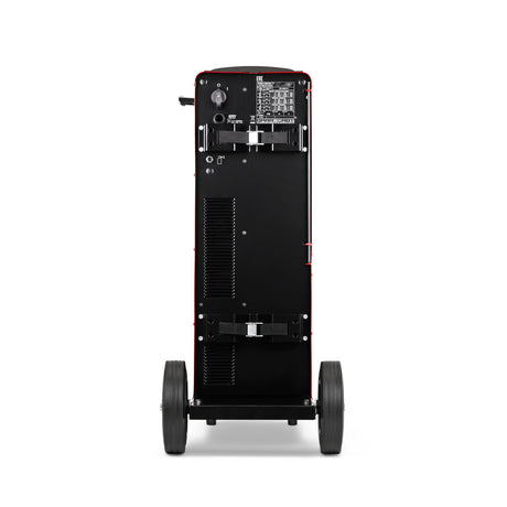 Telwin Electromig 300 Synergic Welder on a wheeled cart, black with red trim
