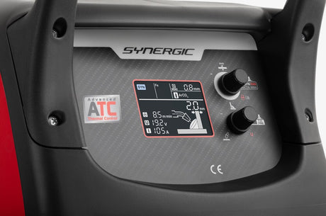 Telwin Electromig 300 Synergic welder control panel with digital display and ATC thermal control badge