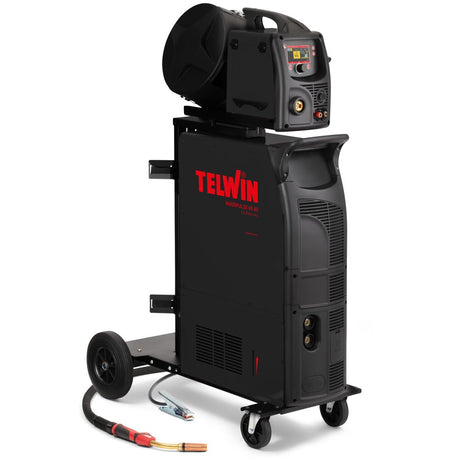 Telwin Inverpulse 60.40 Wave Aqua welder on a black mobile cart with red Telwin logo and wheels