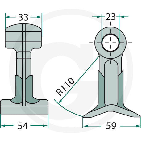 Pruning T Flail McConnel F91 7191320 hedgecutter flails DGT Agri two-view diagram