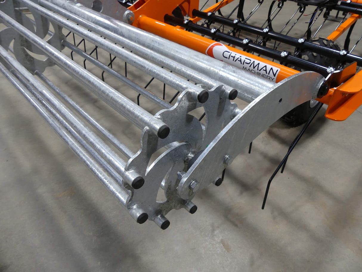 Chapman AH200 Arena Harrow 2.0m orange frame with S-tines, rear roller, 12V electric lift