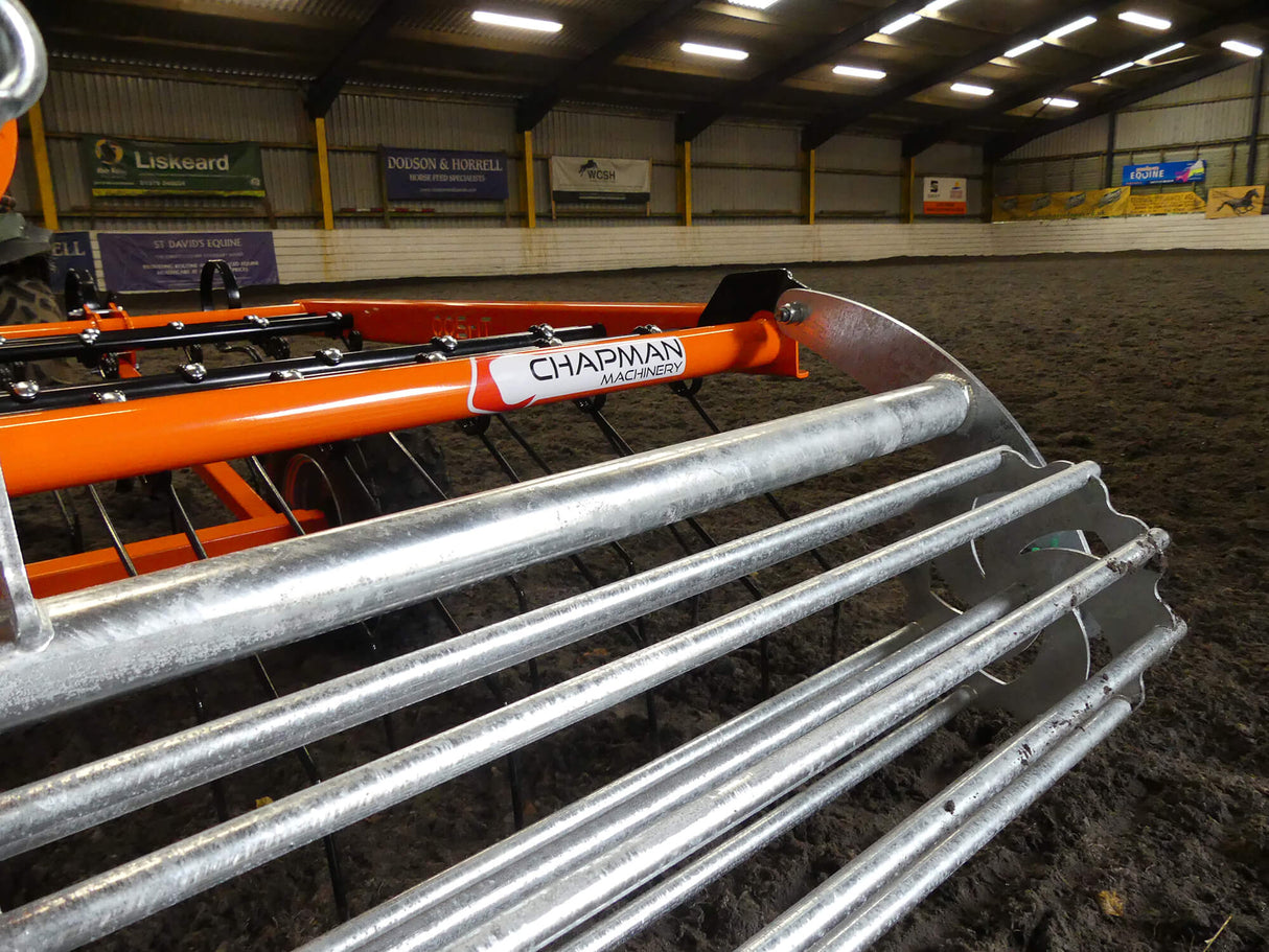 Chapman AH200 Arena Harrow, 2.0m, orange frame with S-tines and rear roller