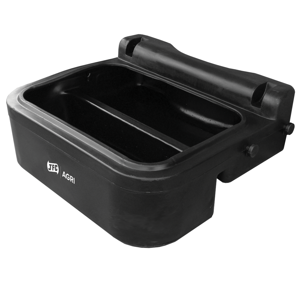 ATV storage box 150L rear-mount by JFC Agri in black plastic; lid sold separately