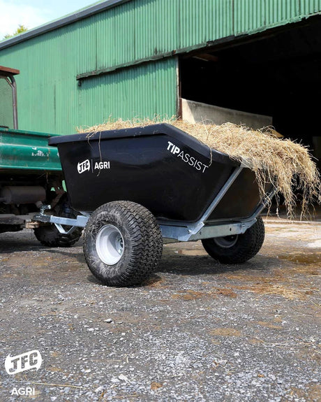 JFC Agri Tip Assist Trailer, black, 500kg capacity, hay load, gas-strut tipping