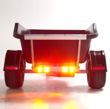 JFC Agri ATV Tip Assist Trailer, black, 500kg, with rear lights and mudguards.