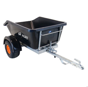 JFC Agri ATV tip assist trailer, black, with lights and mudguards, 500kg capacity, single-axle