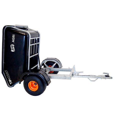 JFC Agri ATV Tip Assist Trailer with lights, mudguards, 500kg capacity, black