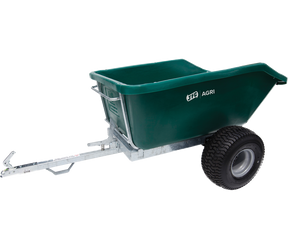 JFC Agri ATV tipping trailer 500L, green with galvanised frame.