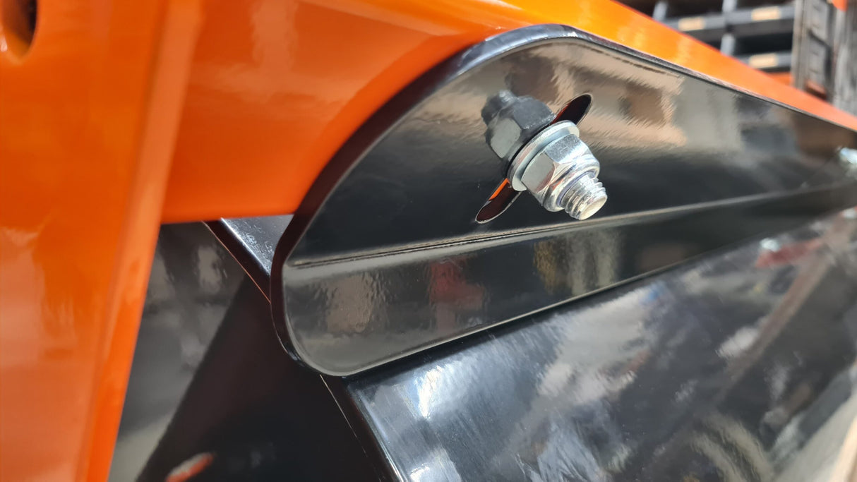 Chapman ATV land roller orange frame with silver mounting bolt and washer on black bracket