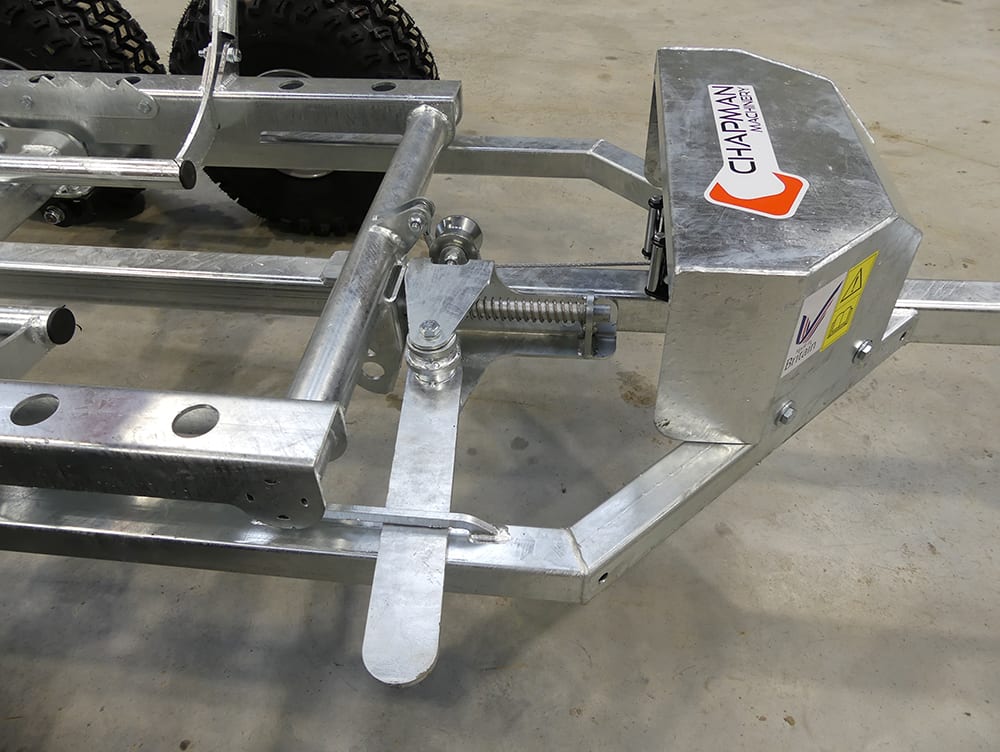 Chapman BT500 ATV Bale Transporter trailer with electric winch and twin axle, galvanized steel.