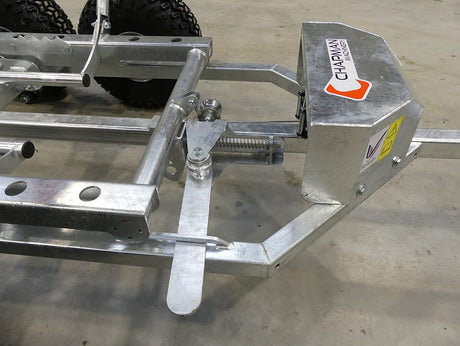 Chapman BT500 ATV Bale Transporter trailer with electric winch and twin axle, galvanized steel.