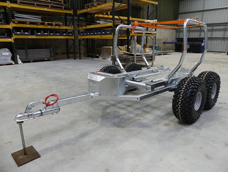 Chapman BT500 ATV Bale Transporter trailer, twin-axle with aluminum frame, 900kg capacity, electric winch.