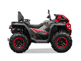 CFMOTO CForce 1000 MV ATV in granite gray with red chassis and red-rimmed mud tires