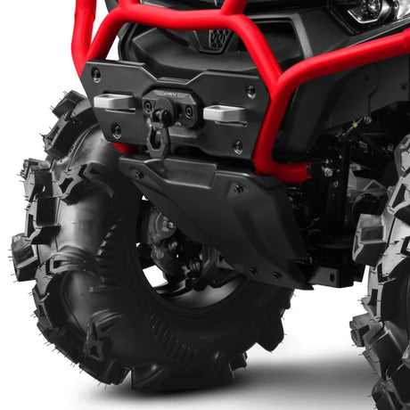 CFMOTO CForce 1000 MV ATV front view with red tubular frame, winch mount, and rugged off-road tires