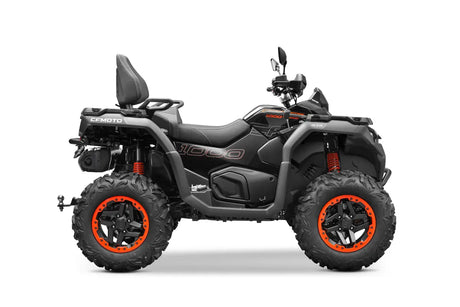 CFMOTO CForce 1000 Touring Premium ATV in Zircon Black, 963cc V-Twin 90hp with orange rims