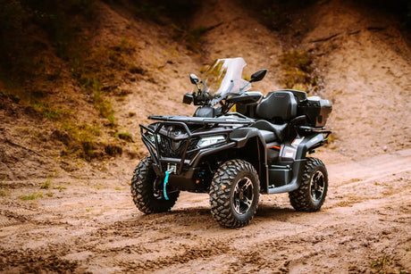 CFMOTO CForce 625 Touring Overland ATV with ABS, granite ridge color, rugged off-road tires