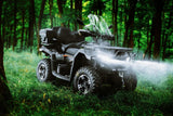 CFMOTO CForce 625 Touring Overland ATV in granite gray with windshield and rugged tires in a forest setting.