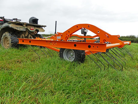 Chapman TH200 tine harrow, 2.0m orange steel frame with 40 spring tines for ATV/UTV.