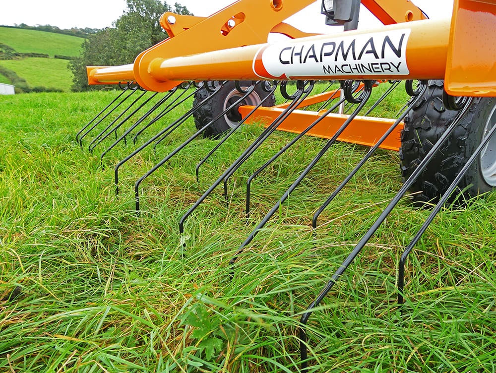 Chapman TH200 Tine Harrow, 2.0m wide with 40 spring tines, orange frame, 12V lift for ATV/UTV