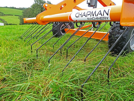 Chapman TH200 Tine Harrow, 2.0m wide with 40 spring tines, orange frame, 12V lift for ATV/UTV
