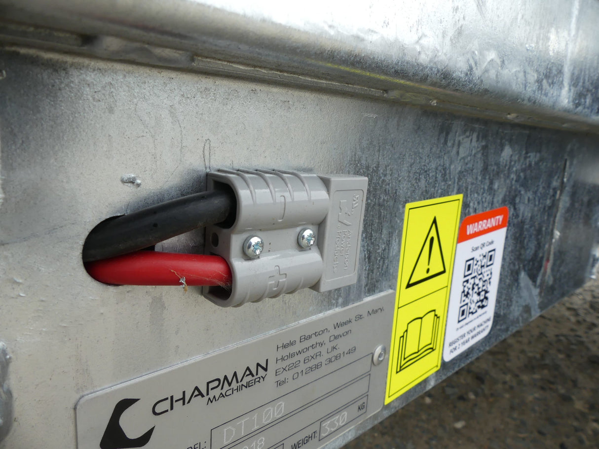 Chapman FT100 flatbed tipping trailer with electric tip for ATV/UTV, gray metal