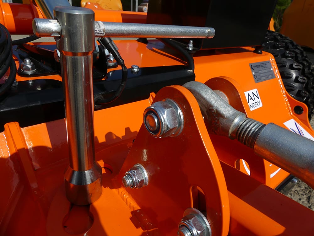 Chapman FM Pro ATV Flail Mower drive shaft and mounting bracket in orange