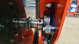 Chapman FR150 ATV land roller hitch assembly on orange frame with blue hitch pin.