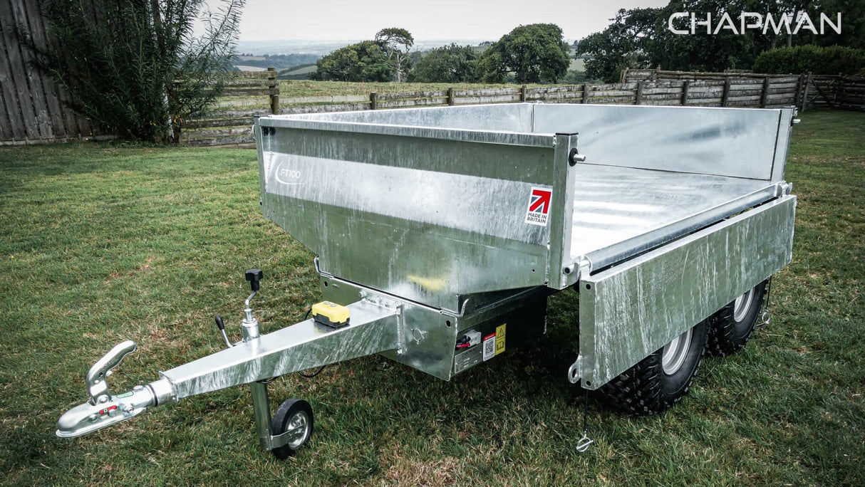 Chapman DT100 hydraulic dump trailer, galvanized steel ATV/UTV trailer with electric tip, 1-ton payload