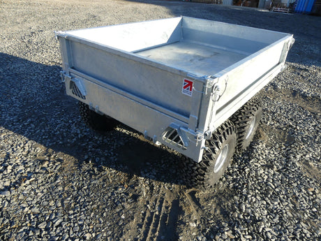 Chapman FT100 flatbed tipping trailer, 1-ton payload, electric tip, galvanized dual-axle ATV/UTV trailer