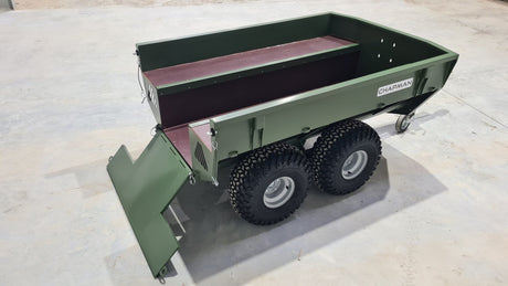 Chapman HT100 ATV Utility Trailer in NATO green with twin-pivoting axles and 850kg payload