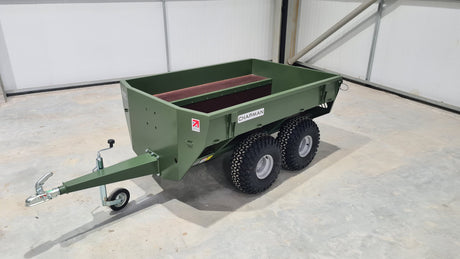Chapman HT100 ATV utility trailer NATO green with twin-pivoting axle and 850kg payload.