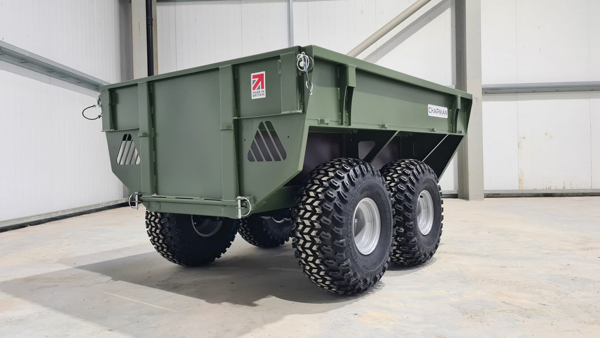 Chapman HT100 ATV Utility Trailer in NATO green with twin pivoting axle