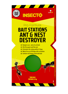 Insecto Pro-Formula Bait Stations Ant & Nest Destroyer 2-pack with green bait disc