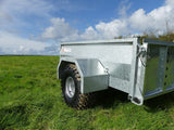 Chapman LT150 ATV low-sided trailer, hot-dip galvanised steel, 5x3ft, 250kg MGW, on grass.